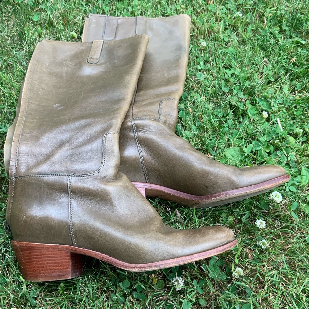 Cole Haan olive leather knee length boots